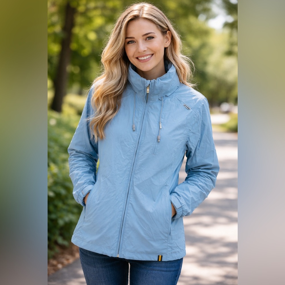 K-Way Sky Blue Windbreaker Jacket raincoat waterproof xlarge